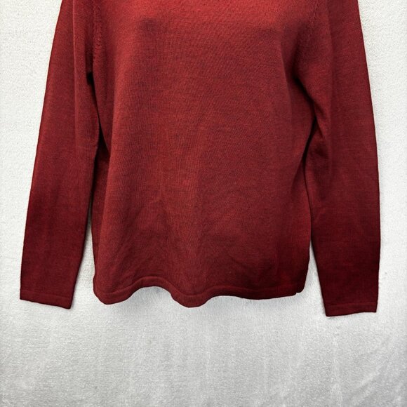 Valerie Stevens Merino Wool Mock Neck Sweater Womens Medium Red Lightweight - Picture 3 of 13